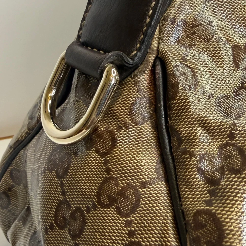 Gucci Beige/Brown GG Crystal Canvas Large Hysteria Hobo - Picture 2 of 14